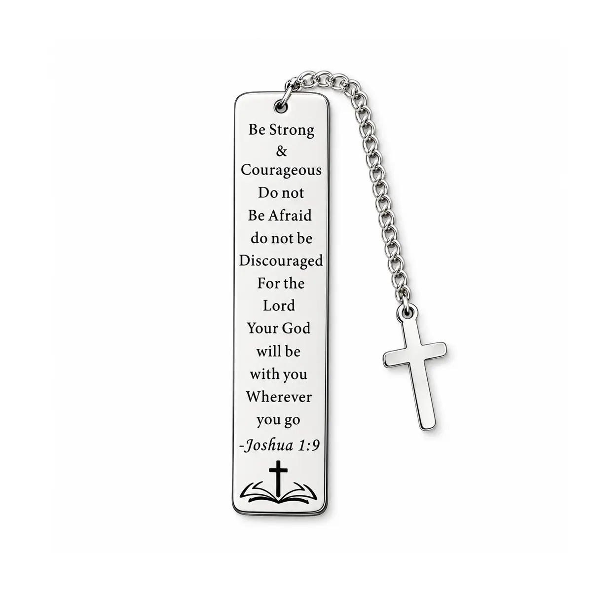 Christian Bible Bookmark with Cross Charm, Joshua 1:9 Be Strong and Courageous Scripture Page Marker, Inspirational Religious Gift for Bible Readers, Students, Pastors, Christmas, Easter and Birthday