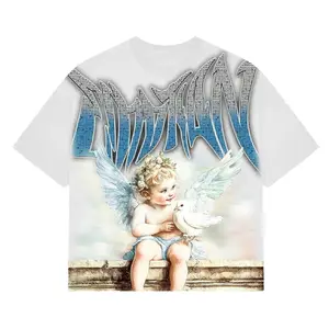 MIXED EMOTION Diamond Angel Graphic T-Shirt Men's Oversized Streetwear Tee Y2K Aesthetic Cotton Short Sleeve Crew Neck Summer Top, Vintage Dark Goth Casual Daily Wear, Perfect Birthday Christmas Father’s Day Holiday Gift For Alt Fashion Fans