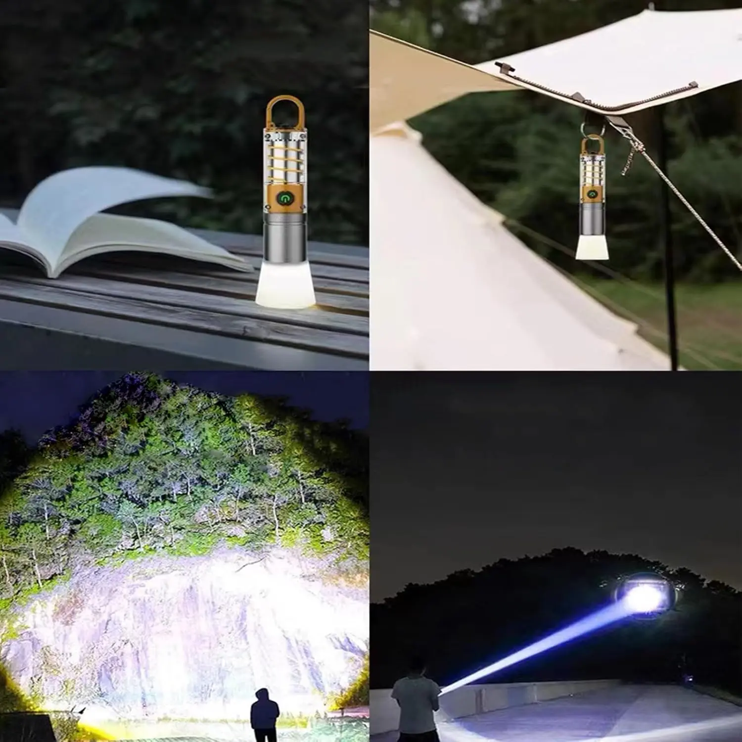 Ultra-Bright LED Camping Lantern - High Lumens, USB Rechargeable with Type-C, Zoomable Flashlight for Adventures, Camping Accessories, Handheld, High Power