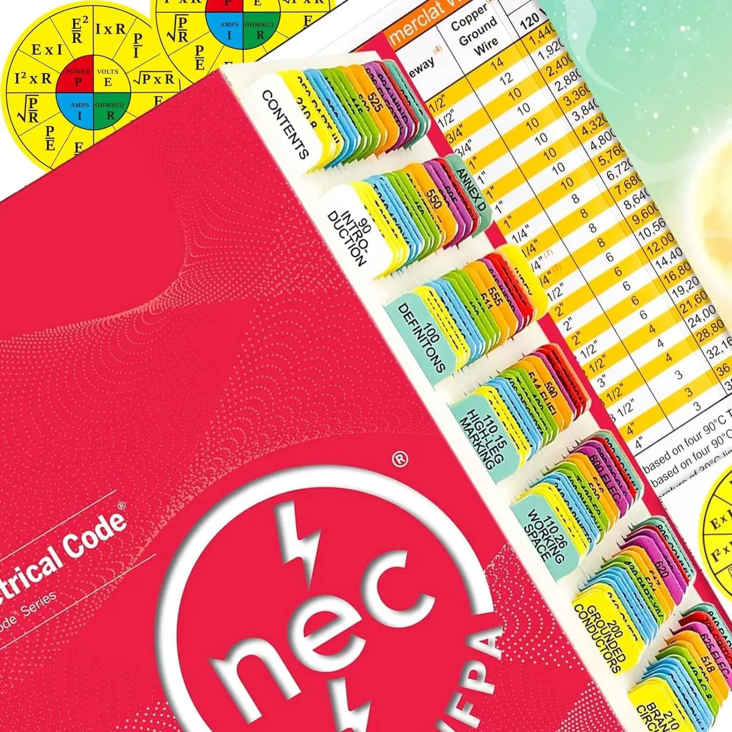2020/2023 Code Book Tabs-120 Color-Coded  Self-Adhesive Tabs,with Wire Chart,Ohm's Law Stickers,Alignment Guide,Organize Access  Electrical Code (Book not Included)