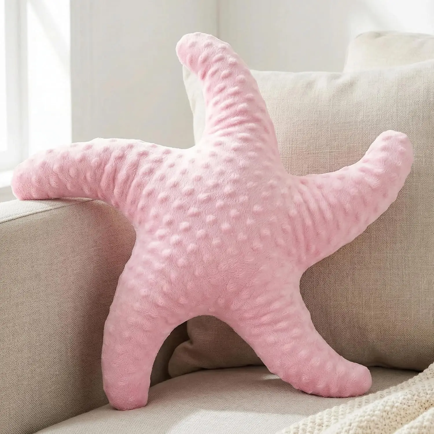 Starfish Pillow Decorative Throw Pillow, 19.68x19.68 Inch Coastal Beach Pillow,  Decor Beach Themed Room Accent Pillow for Couch Bed Bedroom()