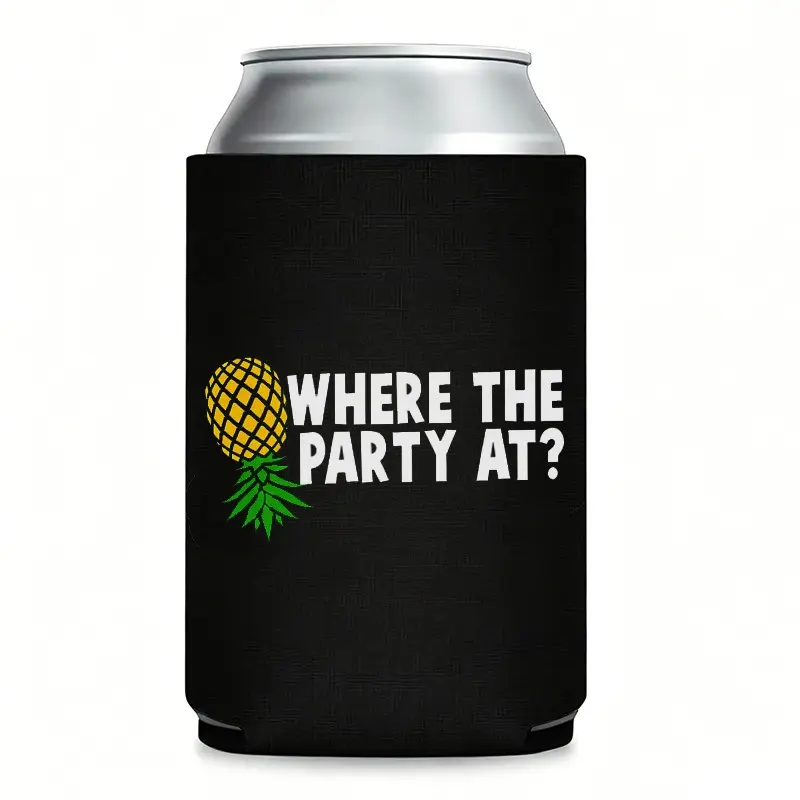 Funny Can Koozie – “Where the Party At?” Insulated Cooling Can Cooler for 12 oz Cans,  Koozies for Cans, Hilarious Thermocoolers for Party Favors, Novelty Gag Gifts for Men Women