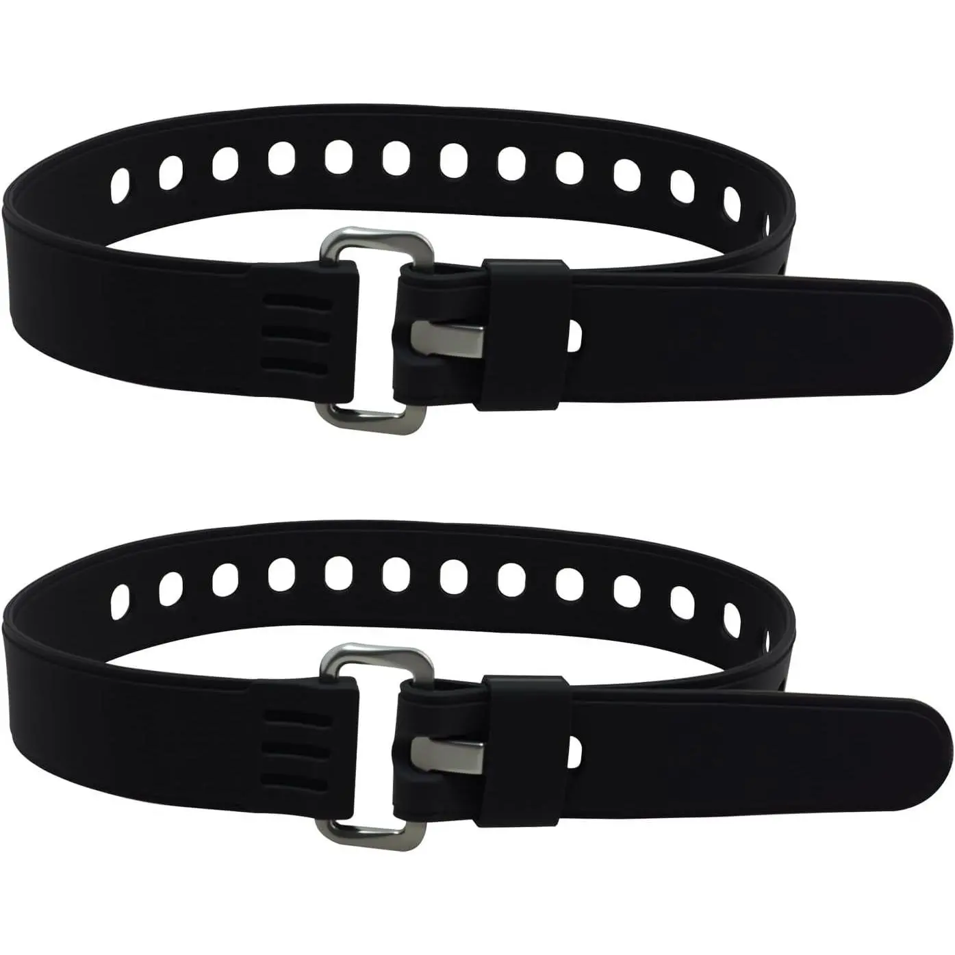 Heavy Duty Rubber Utility Straps with Buckles, 20 Inch, 2 Pack Black
