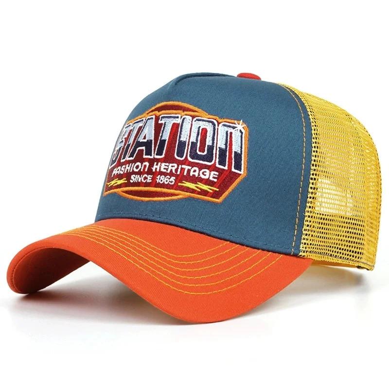 Hot Sale Unisex Baseball Cap Classic STATION Letter Pattern Mesh Cap Men And Women Breathable Streetwear Summer Trucker Hat