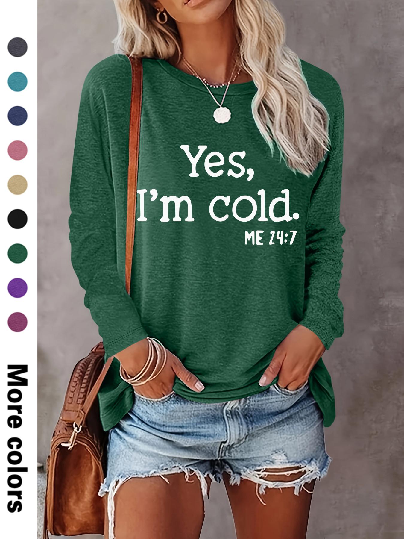 Women's Letter Print Round Neck T-shirts, Casual Long Sleeve Crew Neck T-shirts for Spring & Fall, Fashion Women's Top for Daily Wear