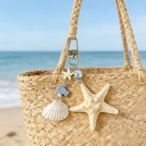 Ocean Theme Fish Keychain, Starfish Shell Design, Versatile Phone Accessory, Perfect for Holidays and Parties, Ideal Gift for Friends and Family