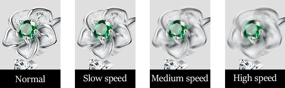 Adjustable 925 Sterling Silver Anxiety Ring for Women Birthstone Rings  Open Flower Rings Spin Rings Fidget Jewelry Aquamarine Zircon