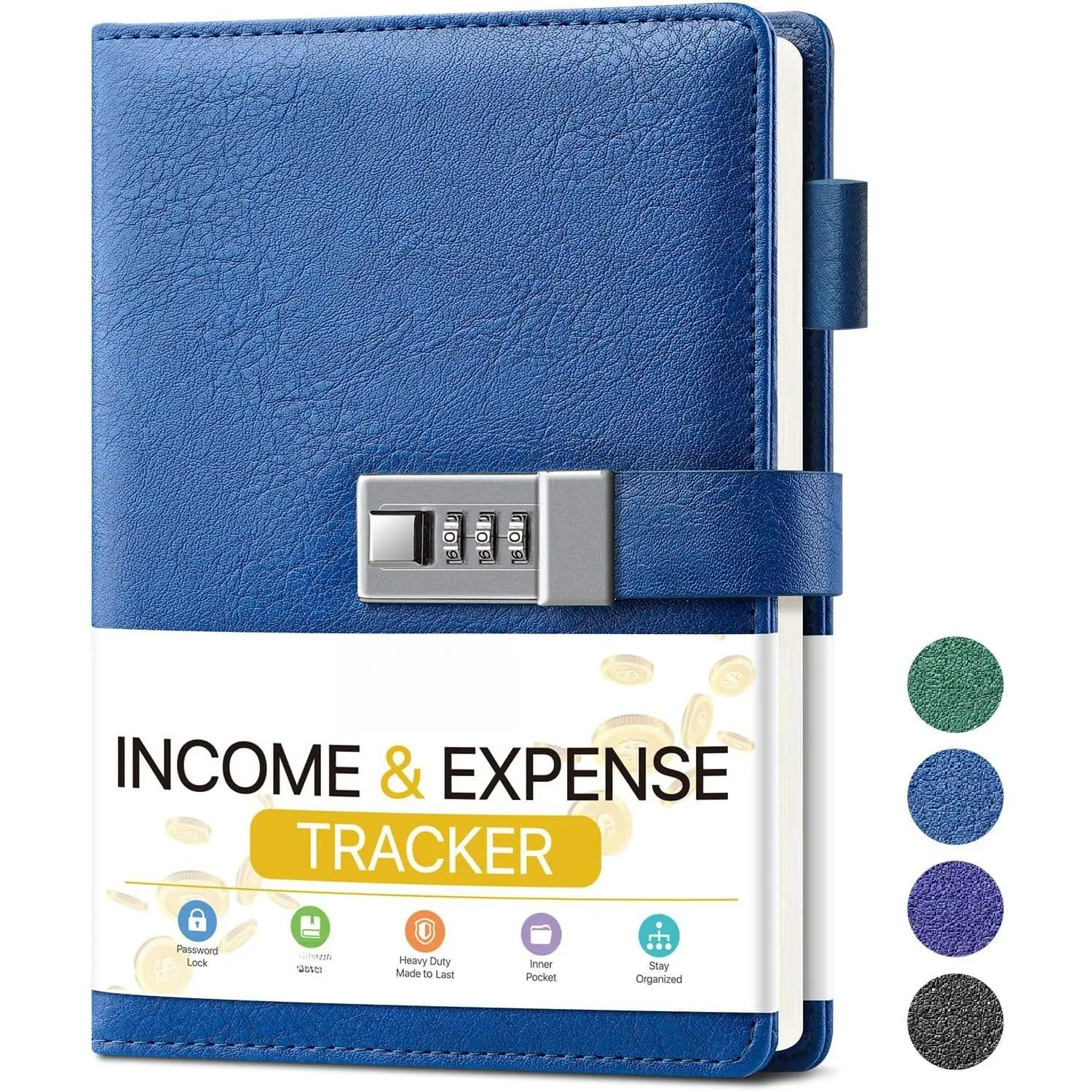 Accounting  Book with Lock, Accounting Log,  Income & Expenses Deposits, Expense  Notebook for Small Business Bookkeeping & Personal Use A5 Blue 8.5x5.3"
