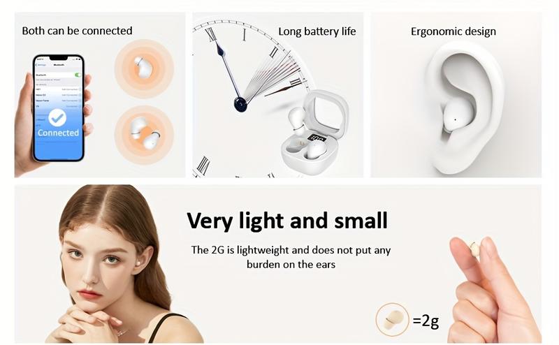 Ultra Small Sleep Wireless Earbuds, Invisible In Ear Mini Wireless Earphones High Sound Quality, Noise Reduction Binaural Call Headset, Touch Operation