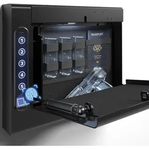 Biometric Wall Safe with Gas Strut for Quick Access,  Storage for Full-Size, LED Light, Silent Mode, and Backlit Digital Keypad S008QG (With Gas)