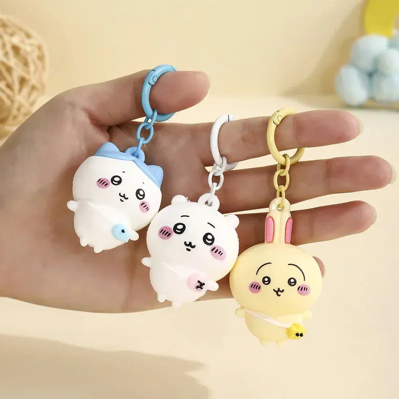 Kawaiijiyi PVC 3D Figure Keychain Cute Usagi Hachiware Ushachi Cartoon Pendant Bag Charm & Key Ring Perfect Gift