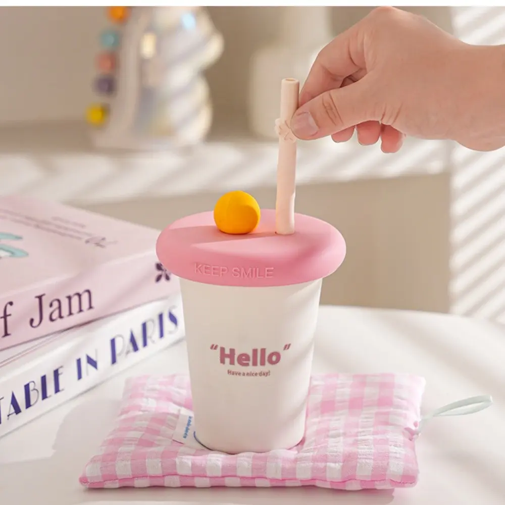 Cute Print 304 Stainless Steel Coffee CUP, Pastel Silicone Lid Straw Cup, Portable Water Mug For Office Travel Daily Drink