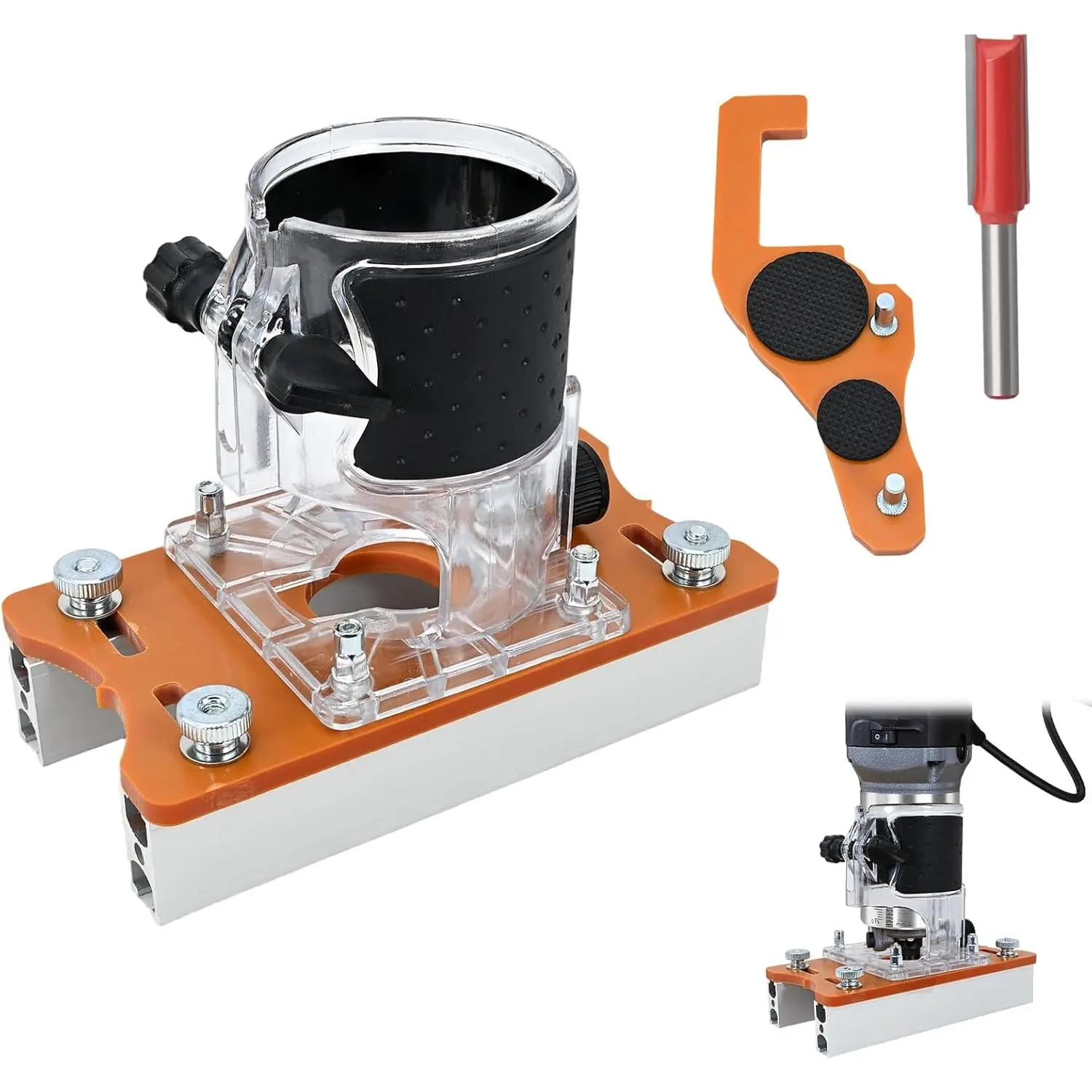 2-in-1 Jig for Slotting & Positioning,-Duty Aluminum Bracket for Invisible & Edge Grooving, Compatible with Most Routers (0-2 Inch Capacity)