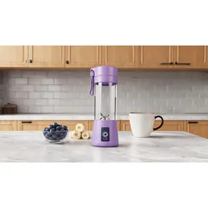 Portable Blender Cup,Electric USB Juicer Blender,Portable Juicer For Shakes and Smoothies, juice,380ml, Six Blades Great for Mixing,light purpleMiro up