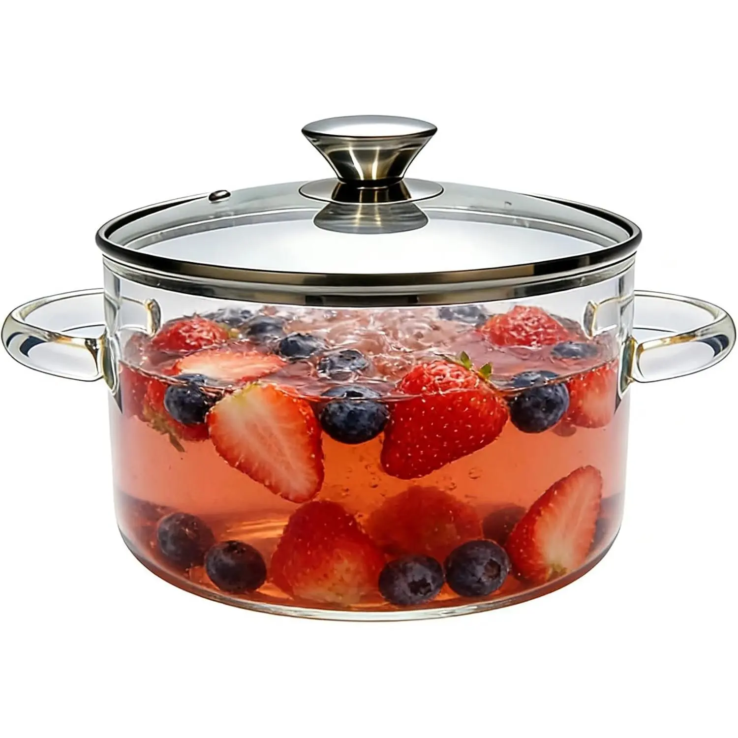 3L Glass Simmer Pot with Lid for stove Top - Borosilicate Clear Glass Cooking Pot, Heat Resistant Glass Saucepan for Soup Stew Family Meals, Dishwasher Safe Lead-Free