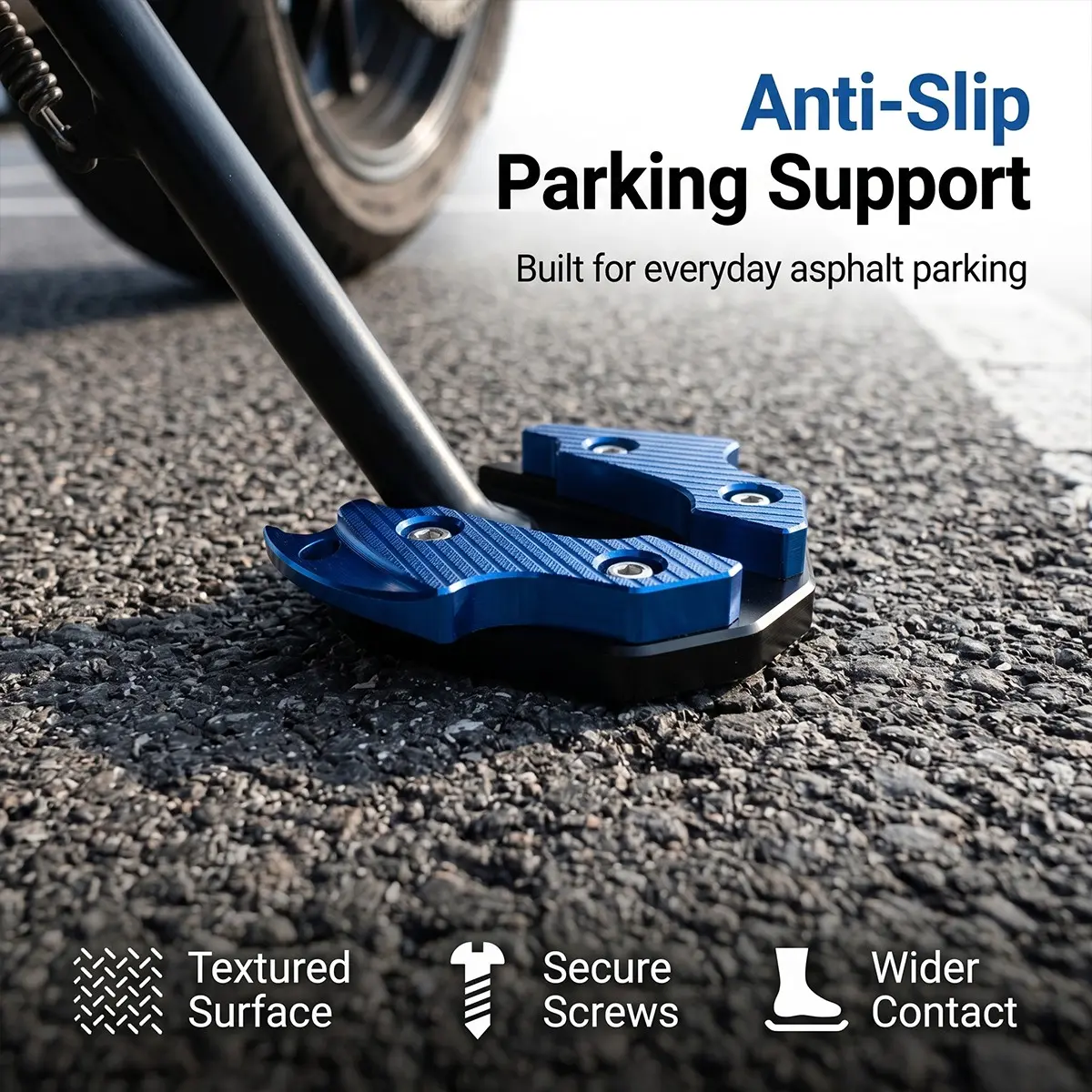 Universal Motorcycle Side Stand Cover, CNC Aluminum Alloy Support Pad, Bike Foot Extension Stand, Durable and Lightweight Design