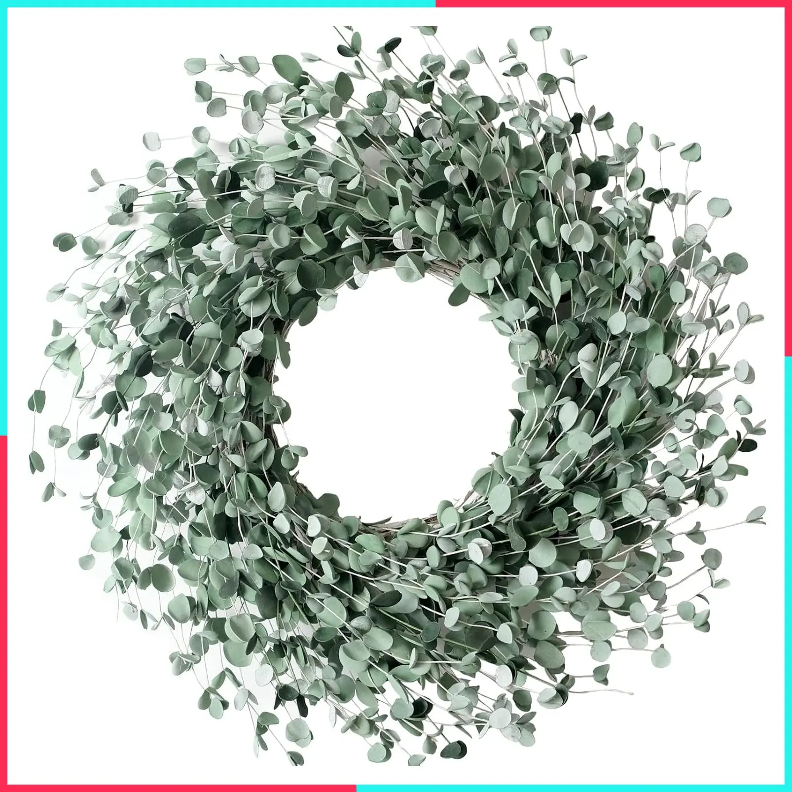 24 Inch Boxwood Wreath for Front Door, Soft Touch Mini Green Leaves Wreath for Indoor and Outdoor, Romantic Wedding Decor Greenery Wreath