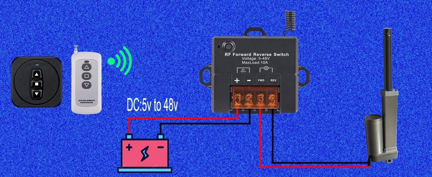 Winch Remote for Truck/ATV/SUV - 168ft Reverse Switch, 5V-48V/10A DC, Compatible with Actuators & Motors (Self-Locking/Momentary Modes) Winch Remote for Truck/ATV/SUV - 168ft Reverse Switch, 5V-48V/10A DC, Compatible with Actuators & Motors (Self-Locking/Momentary Modes)