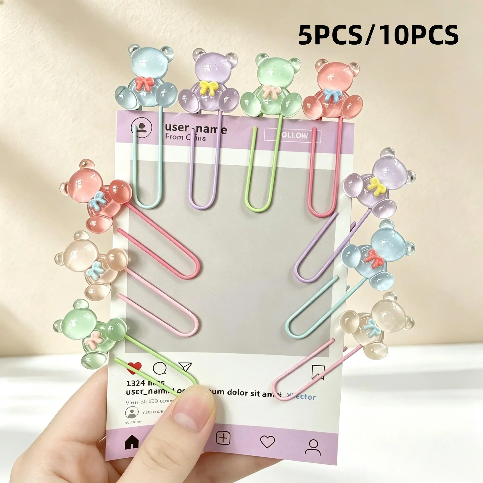Transparent Bear Bookmark, Paper Clip, Cute Book Marker, Organize Your Reading, Perfect Gift for Book Lovers, Durable & Stylish Design
