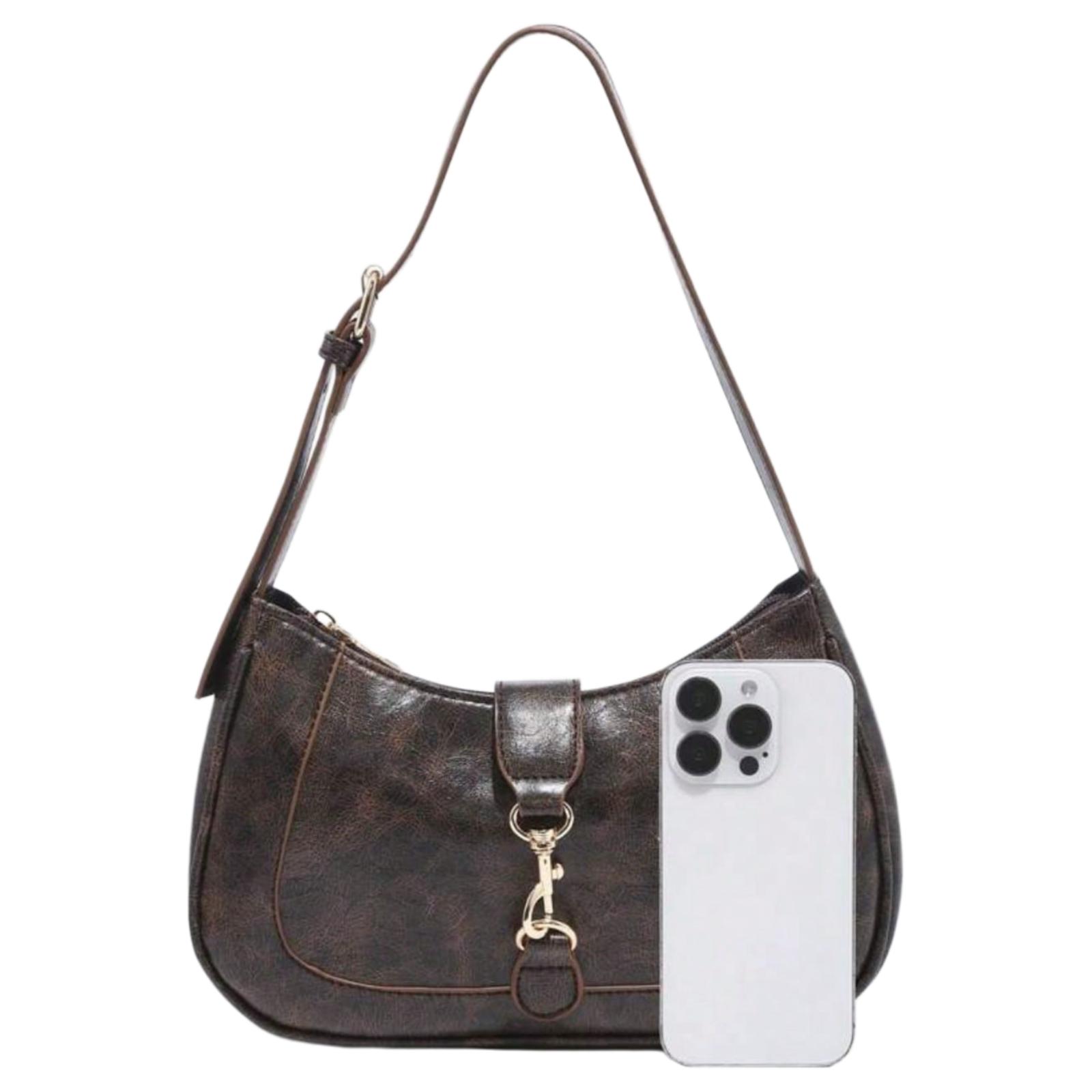 Retro Minimalist Hook Decor Vintage Bag For Women,  Small Bags Adjustable Shoulder Strap Crescent Shape Bag Handbag Suitable for Date, Outing, Party,