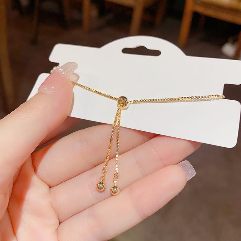 Japanese And Korean Sweet Cute Elegant Full Zircon Shell Flower Pull Bracelet Fashionable Niche Design Sense Jewelry