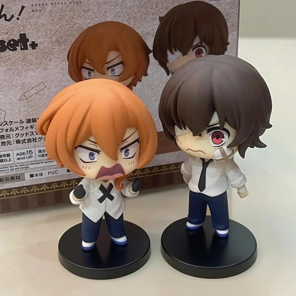 Q version 7cm bungo dogs vagrants dazai osamu chuuya nakahara figure pvc Japanese cartoon model statuettes decoration toy collec
