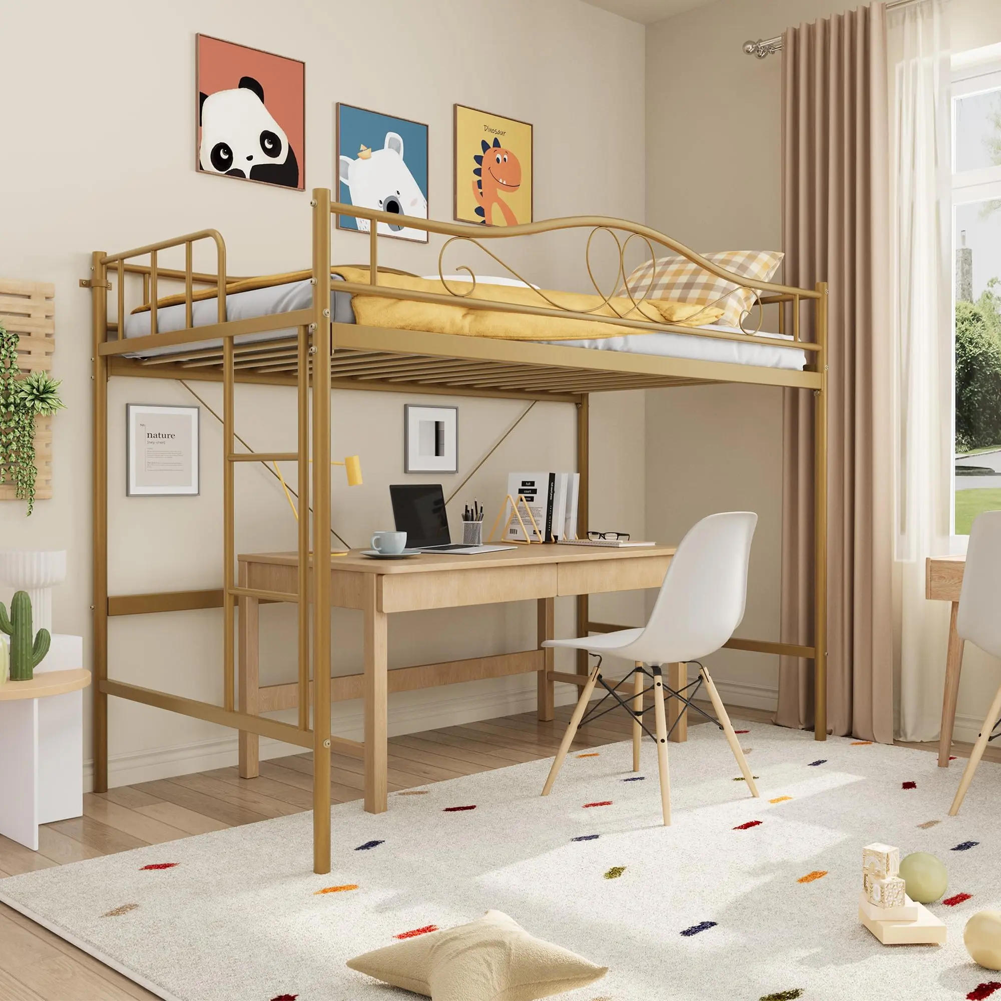 Space-Saving Twin Size Loft and Bunk Beds with Heavy Duty Metal Frames, Full Guardrails, Ladders, Wooden Slats, 400 lbs Capacity, Easy Assembly, No Box Spring Needed, Available in Multiple Colors and Designs