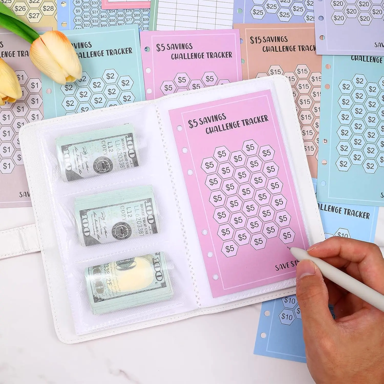 48 Sheets  Saving  Binder  | 6 Ring A6  Saving Binder Savings   Cards   Stuffing Binder for Savings  Planner