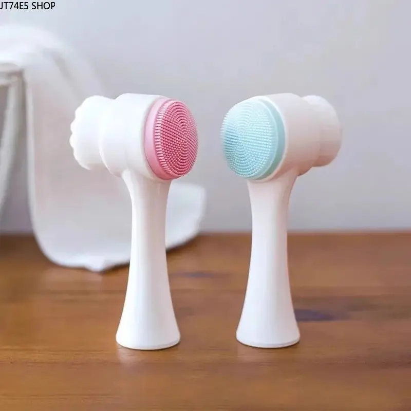 Dual-Sided Silicone Facial Scrubber, Gentle Brush for Daily Deep Cleansing, Exfoliating, and Blackhead Removal, Two Pieces