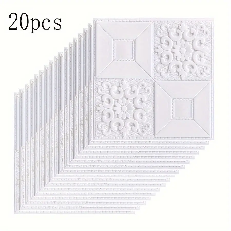 20pcs DIY 3D Wall Stickers, Waterproof Xpe Foam Self-Adhesive Decorations, 3mm Thick, 35x35cm, Living Room Kitchen Bathroom Bedroom
