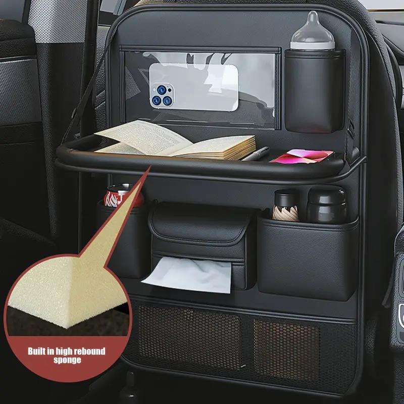Car Seat Back Storage Table Foldable with Tablet Storage Mesh Pocket Multifunctional Organizer for Long Trips and Travel