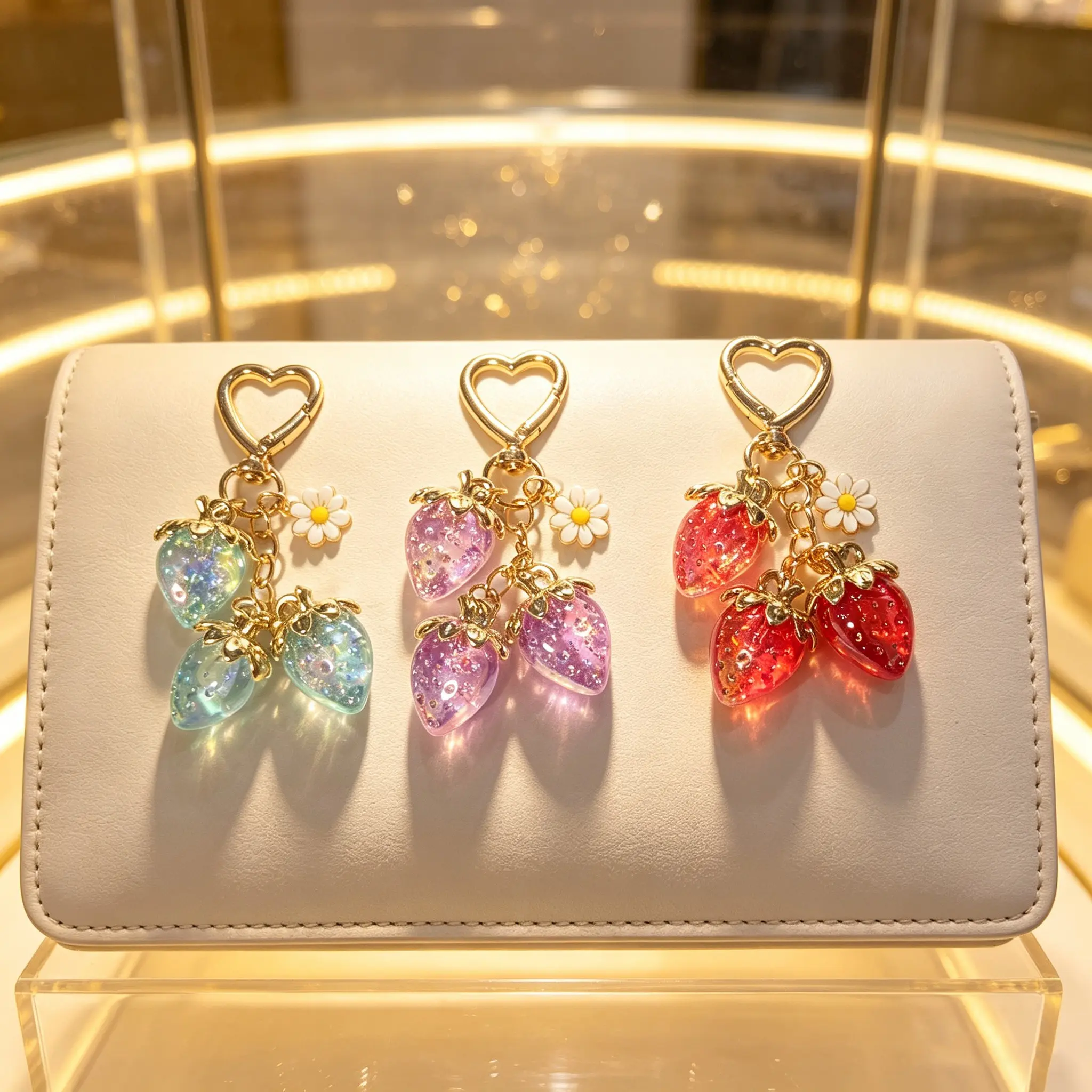 3pc Cute Strawberry Keychain,Bag Charms，Cute Car Keychain ，purse charms for handbags， Festival creativity, suitable for gift giving
