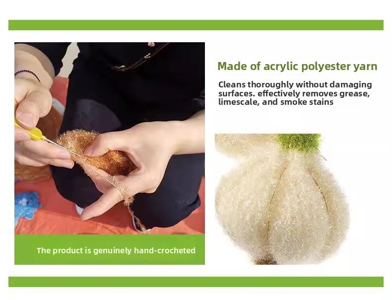 [3-piece set] Korean-style kitchen dishcloth, simulated garlic head cleaning cloth, hand-crocheted cleaning cloth, everyday dishwashing towel