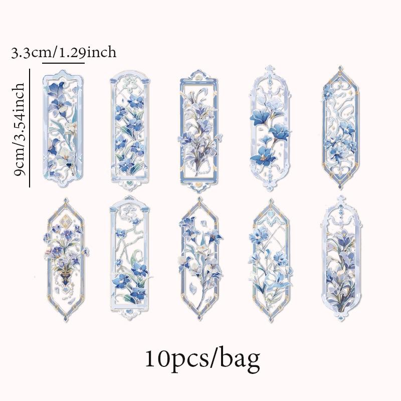 10pcs/pack Vintage Floral Pattern Bookmark, Creative Decorative Bookmark, Diy Decorative Material for Scrapbooking & Journal Making, Book Accessories