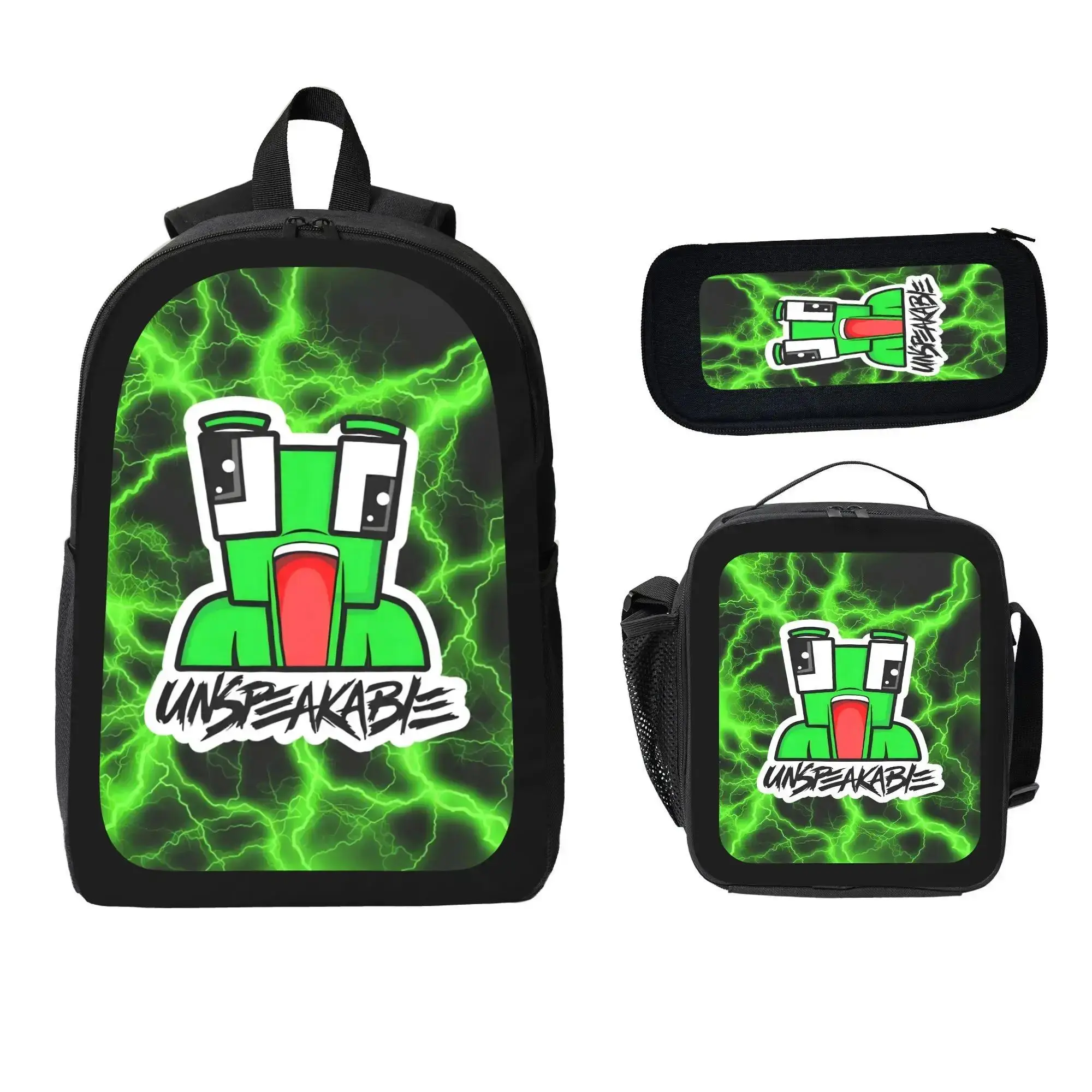 Unspeakable Backpack With Lunch Box Pencil Case 3 In 1 For Boy Girl Teen Schoolbag Lightweight Large Capacity 600D Oxford Cloth Adjustable Straps Comfortable Mesh Back Cushioning backpack goals