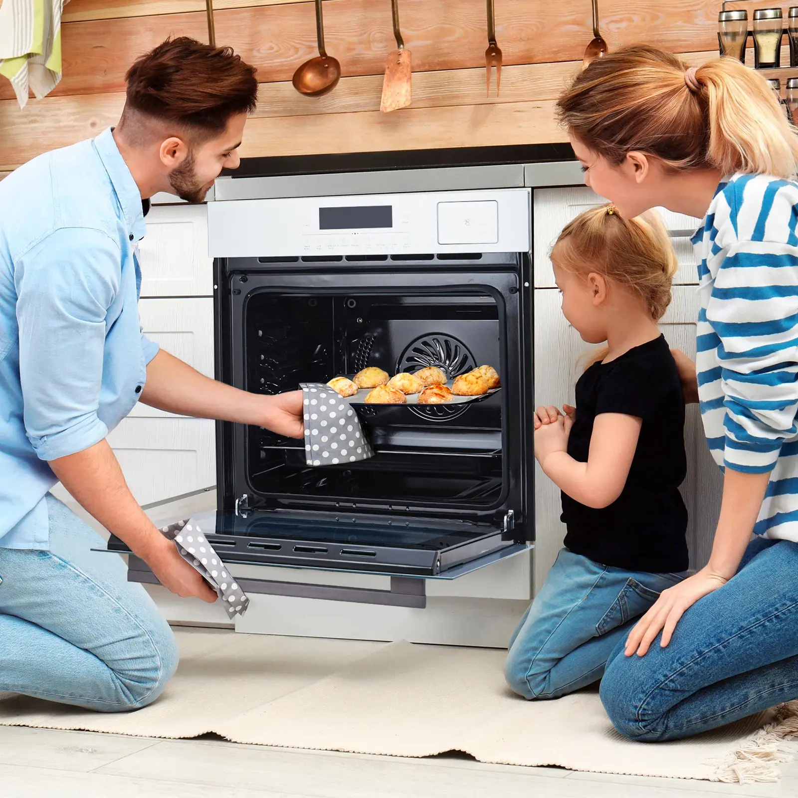 24 Inch Electric Single Wall Oven, Touch-Control Built-In Oven with Multiple Automatic Cooking Modes and 3D Surround Heating Technology, 2.5 Cu.f  Large Capacity Stainless Steel Oven