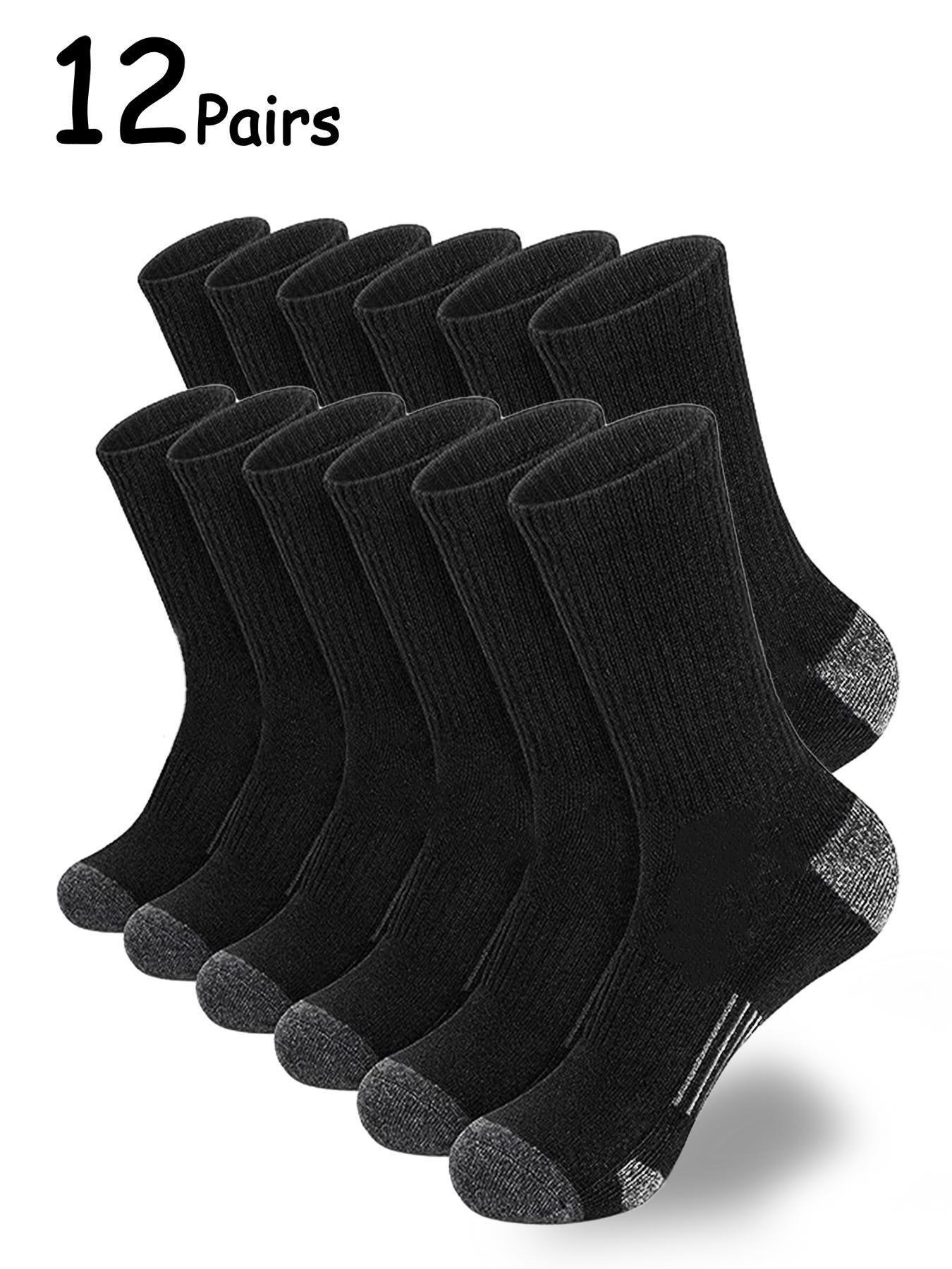 Men's 12 Pairs Colorblock Crew Socks, Casual Moisture Wicking Mid-calf Tube Socks, Soft Comfy Breathable Hosiery for All Seasons Daily Wear