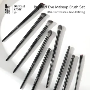 GUOXIAONIU 9PCS Eyemakeup Brush Set – Ultra-Soft Synthetic Bristles, Includes Brow Brush, Eyeliner Brush, Blending Brush, and Contour Brush for Nose, Precise Control, Non-Irritating, Suitable for Beginners