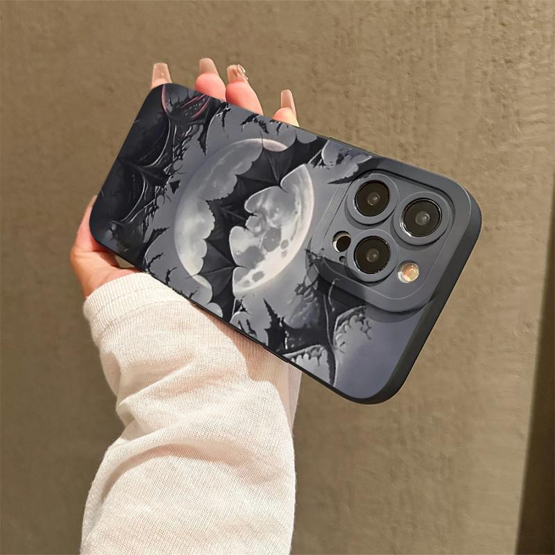 Creative Bat Pattern Phone Case, Full Body Shockproof Phone Protective Cover, Fashion Phone Accessories Compatible with iPhone 17 16 15 14 13 12 11 XS X series