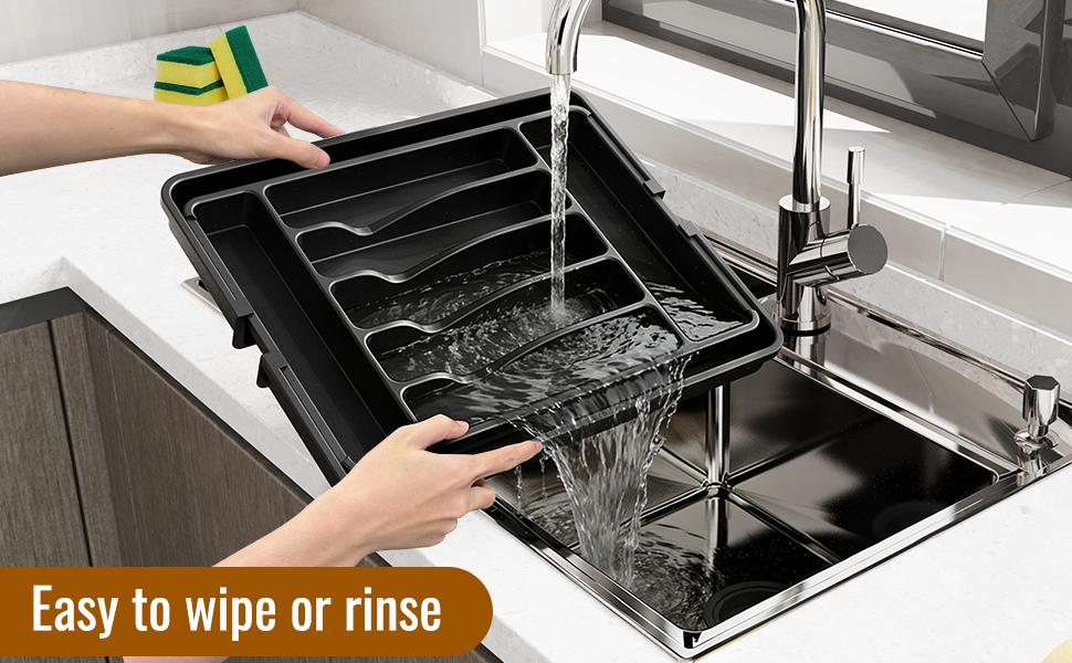 Ukeetap Extra Large Expandable Silverware Organizer BPA-Free Food-Safe Cutlery Flatware Drawer Organizer Adjustable Holder for Spoons Forks Knives White 7-9 Compartments 12.4" to 21" Width