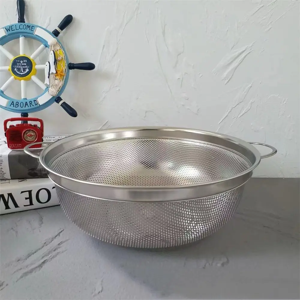 Stainless Steel Strainer Basket, Rice Washer, Vegetable Basket, Dual Handle, Food Filter, Durable and Practical Kitchen Tool