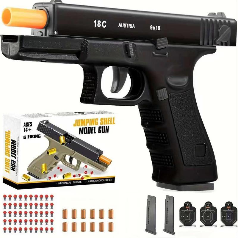 Soft Toy Launcher - Semi-Automatic with Shell Ejection & Automatic Recoil 100 Soft Darts 12 Shells 2 Magazines 3 Targets for Teenage Boys