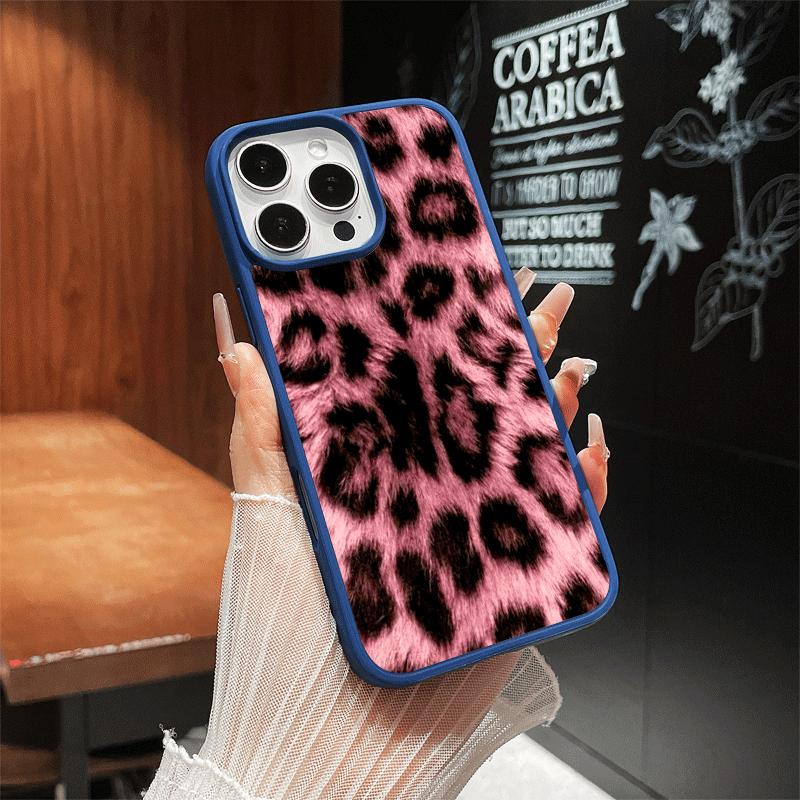 Original Design Magnetic Compatible Case for iPhone 17 Pro Max / 16 / 15 / 14 / 13 / 12 / 11 / XS / XR – Trendy Pink Leopard Fur Print | Stylish Rugged Scratch-Resistant Silicone Cover
