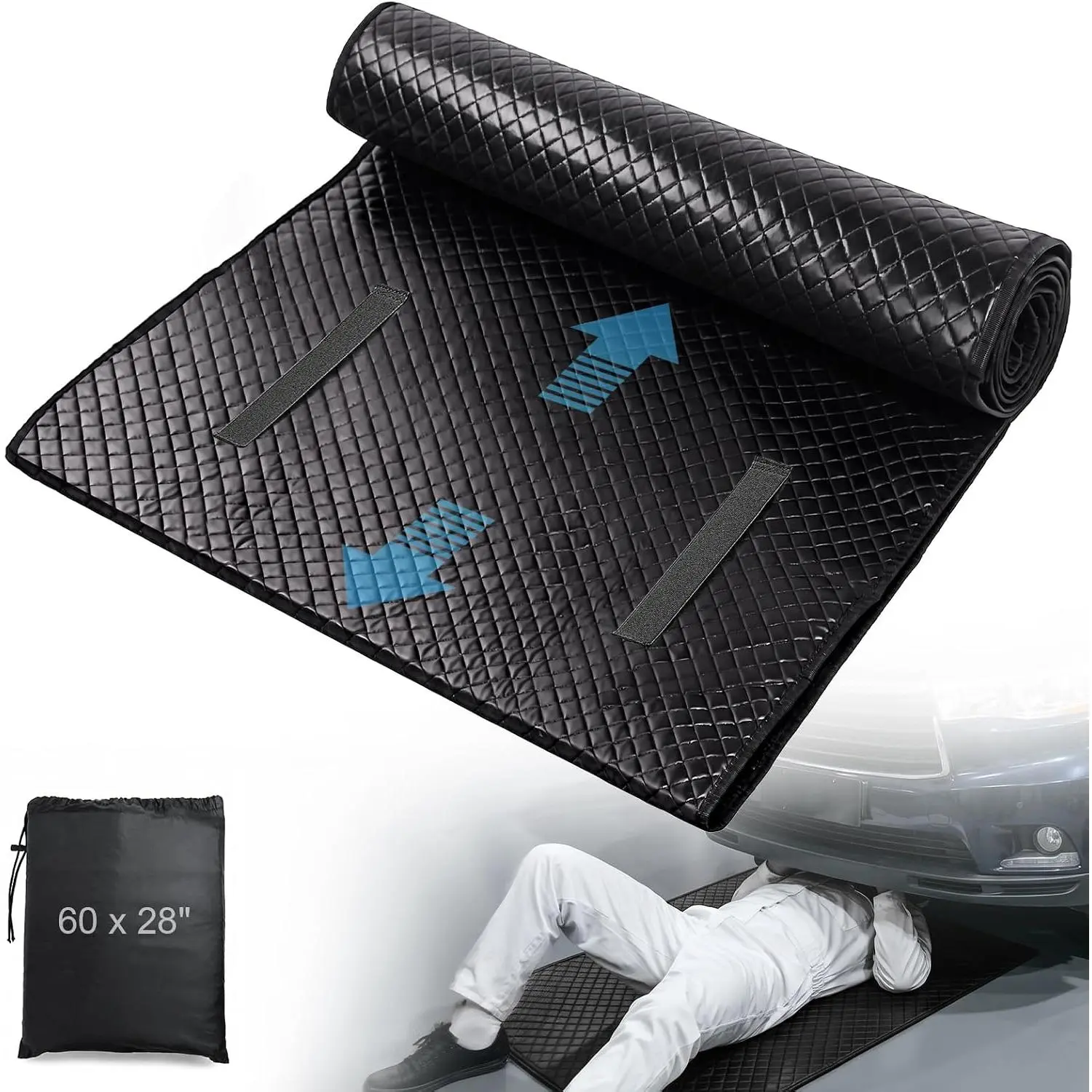 Magic Creeper Rolling Mat, 60x28 Inch Automotive Mechanic Mat for Working Under , Rolling Creeper Mat with Portable Storage Bag for , SUV & Pickup