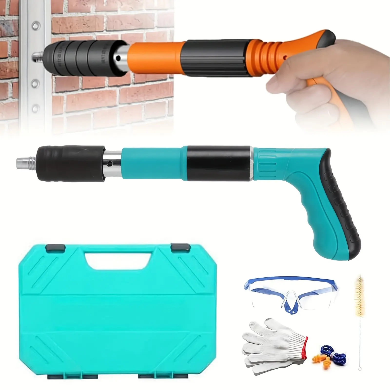 Manual Mini Nail Gun - 5-Speed Adjustable Concrete Nailer for Brick/Concrete Wall Fixing, Compact Lightweight Portable Power Tool for Carpentry, DIY Decoration, July 4th Gifts