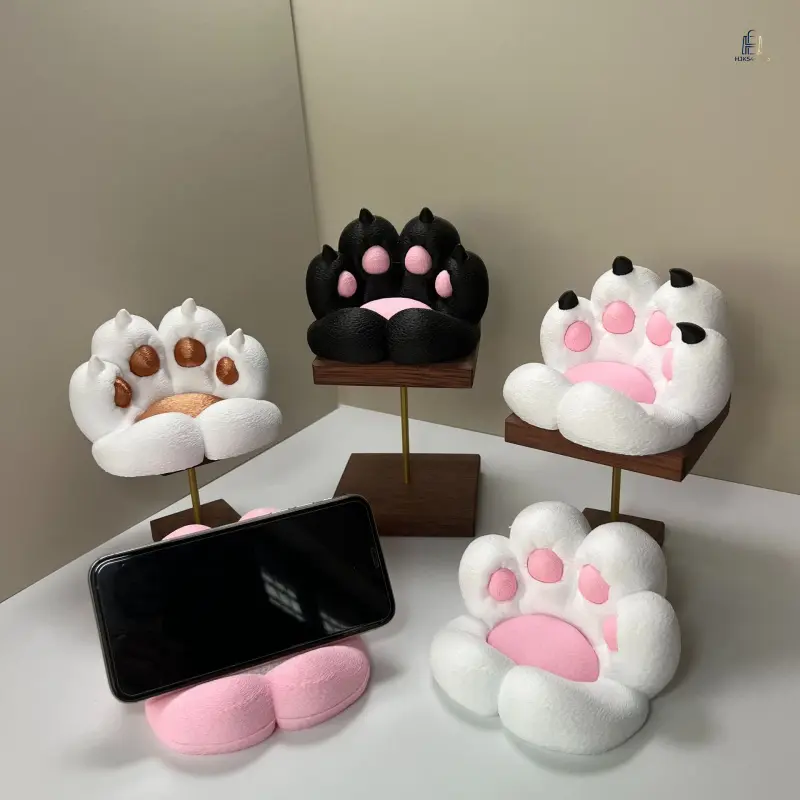 3D Printed Cute Cat Paw Phone Stand - Anti-Shake Stable Room Accessories, Multi-Functional Lazy Holder for Binge-Watching, Office Study, Desktop Ornament