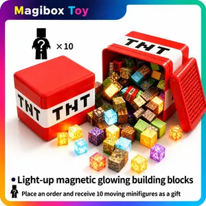 3D Magnetic Building Blocks Set, Magnetic Building Cubes, Light Up Blocks, Stem Montessori Creative Toy, 200pcs/100pcs/150pcs, Ideal Birthday Gift for Kids Ages 3-8