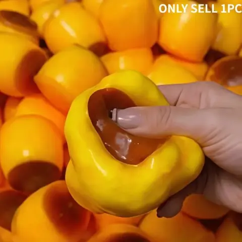 1PC Caramel Pudding Bead-Filled Squishy Toy, Soft Slow-Rising Squeeze Fidget with Crunchy Texture for Stress Relief, Sensory Play and Party Favors, Squishy Sensory Fidgets
