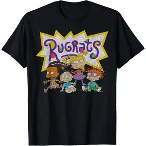 Men's Nickelodeon Rugrats Retro Group Photo Logo T-Shirt. This shirt is suitable for all seasons, made of soft, comfortable, and breathable fabric. Available in multiple colors and sizes.
