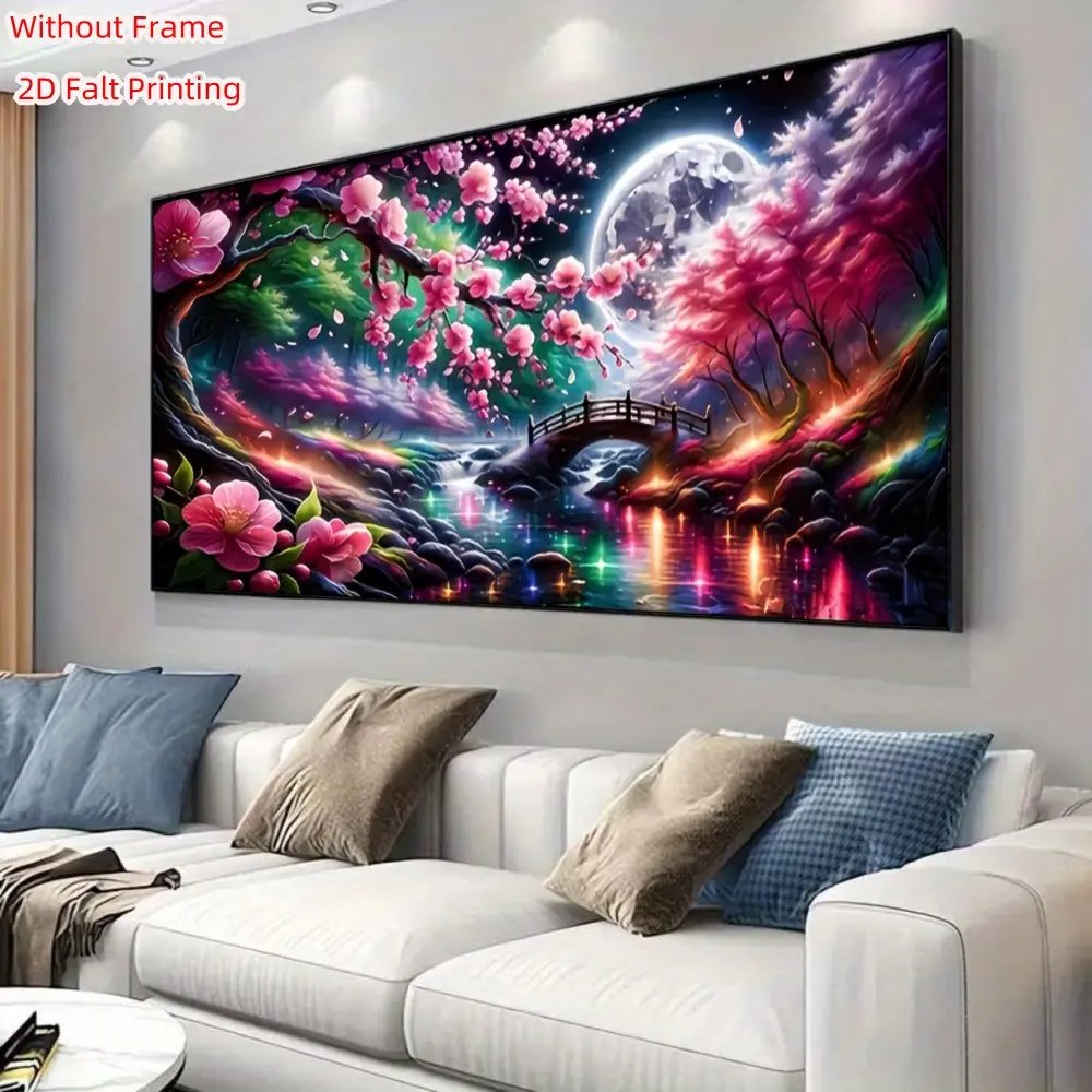 Large Floral Landscape Diamond Painting Kit, DIY Full Circle Diamond Art, Frameless Home Decor, Perfect Gift for Holidays